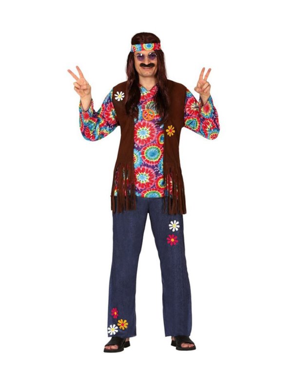 Disfraz de Hippie con Flores para hombre - Venca - MKP000015925